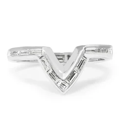 Platinum 'V Shape' All Round Baguette Diamond Band