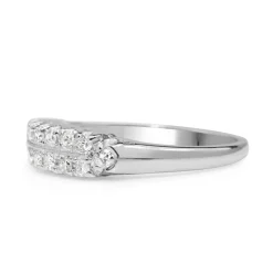 Platinum Vintage 2 Row Diamond Band Ring