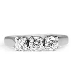 Platinum Vintage 3 Stone Diamond Ring