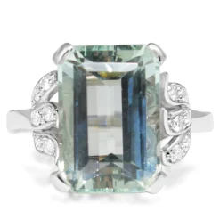 Platinum Vintage Aquamarine and Diamond Ring
