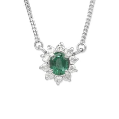 Platinum Vintage Emerald and Diamond Pendant