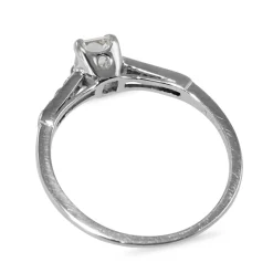 Platinum Vintage Emerald and Single Cut Diamond Ring