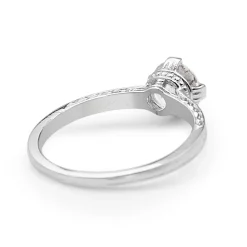Platinum Vintage Etched Solitaire Ring