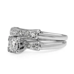 Platinum Vintage Old and Single Cut Diamond Ring Set