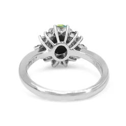 Platinum Vintage Opal and Diamond Cluster Ring