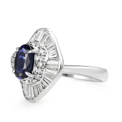Platinum Vintage Sapphire and Diamond Ballarina Ring