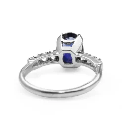 Platinum Vintage Sapphire and Diamond Solitaire Ring