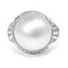 Platinum Vintage South Sea 14mm Pearl and Diamond Ring