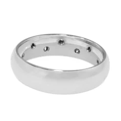 Platinum Wide Rubbed in Diamond Band Ring