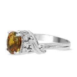 Platinum Yellow / Green Parti Sapphire and Diamond Vintage Ring