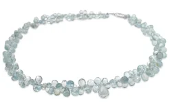 Silver Aquamarine Briolette Choker Necklace
