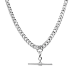 Sterling Silver Fob Chain Curb Link Necklace