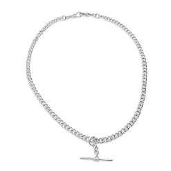 Sterling Silver Fob Chain Curb Link Necklace